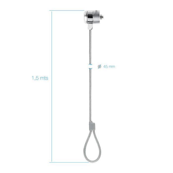 Tooq Cable de Seguridad T-LOCK con Llave 1,5 m Plata Tooq Cable de Seguridad T-LOCK con Llave 1,5 m Plata